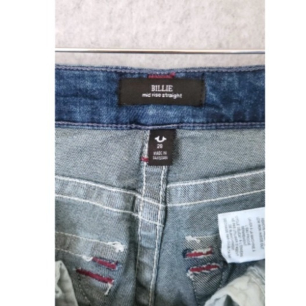 True Religion Billie Mid Rise‎ Straight Super T Flap Jeans Women's Size 28 - Picture 9 of 10